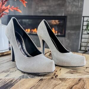 Gianni Bini, Silver Metallic Luster Heels Pumps, Women’s 9, Original Box